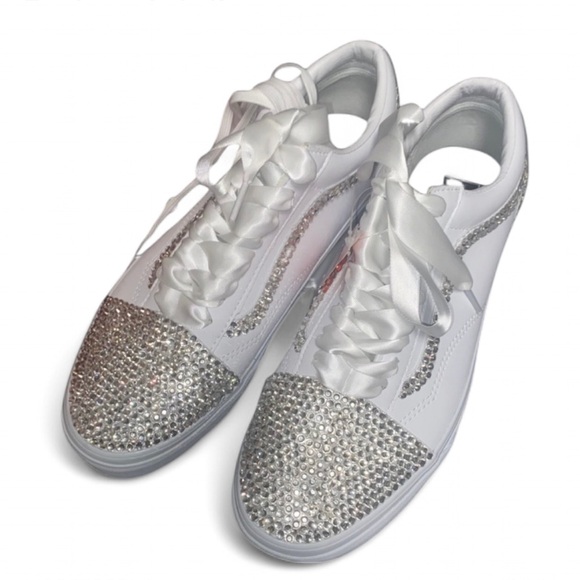Luxe Crystal Diamond Classic Lace Up Vans All Sizes New With Box - Picture 3 of 7
